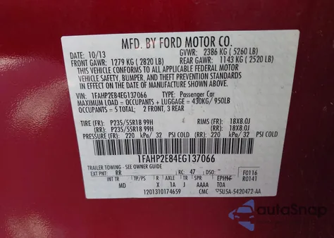 2014 Ford Taurus Sel z USA, uszkodzony, nr VIN 1FAHP2E84EG137066
